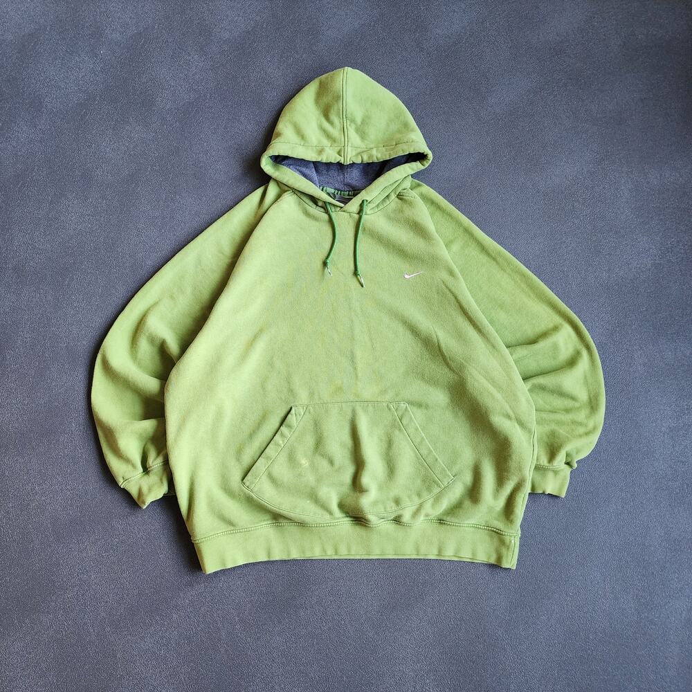 Vintage Nike Lime Green Mini Side Swoosh Pullover Hoodie XXL